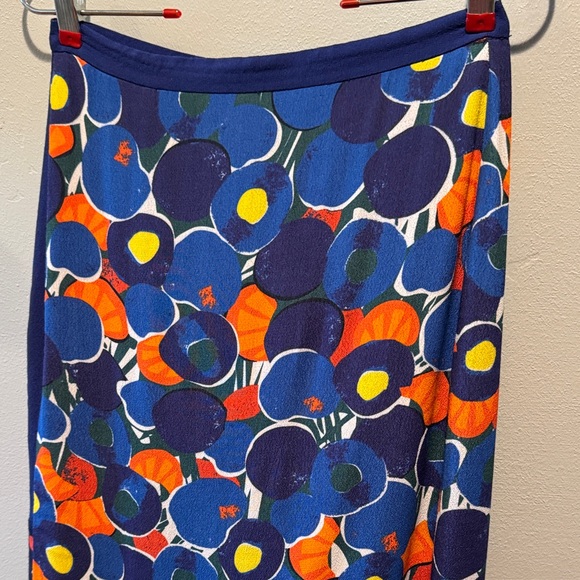 Staud Abstract Fruits and Veggie Blue Midi Knee Length Zip Back Colorful Skirt - Picture 6 of 16